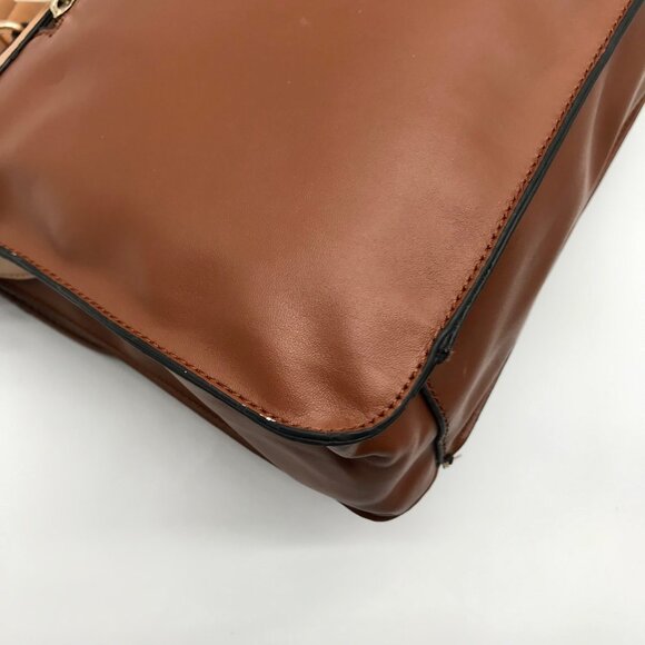 Move & Moda Brown Faux Leather Convertible Work Briefcase Crossbody - Picture 9 of 12